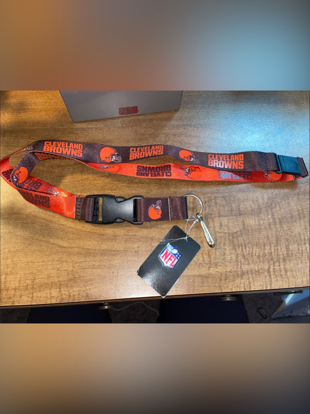 NFL Cleveland Browns Red and Brown Team Lanyard with Badge Clip